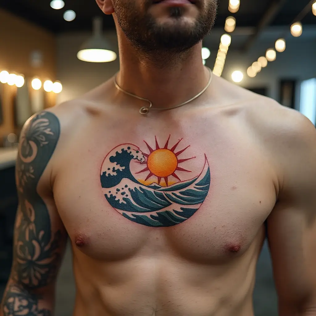 Tatuajes de sol y ola: significado, ideas y estilos