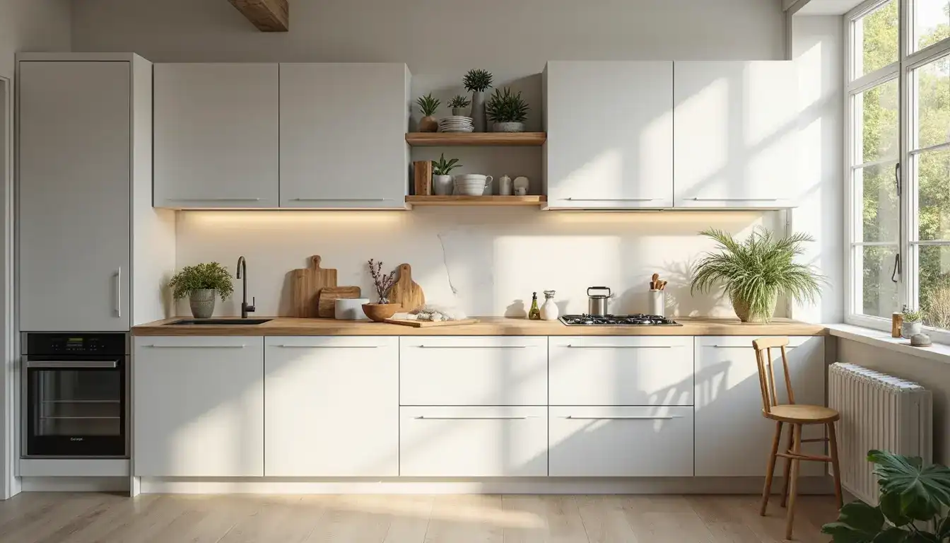Cocinas nórdicas con electrodomésticos invisibles y baños zen